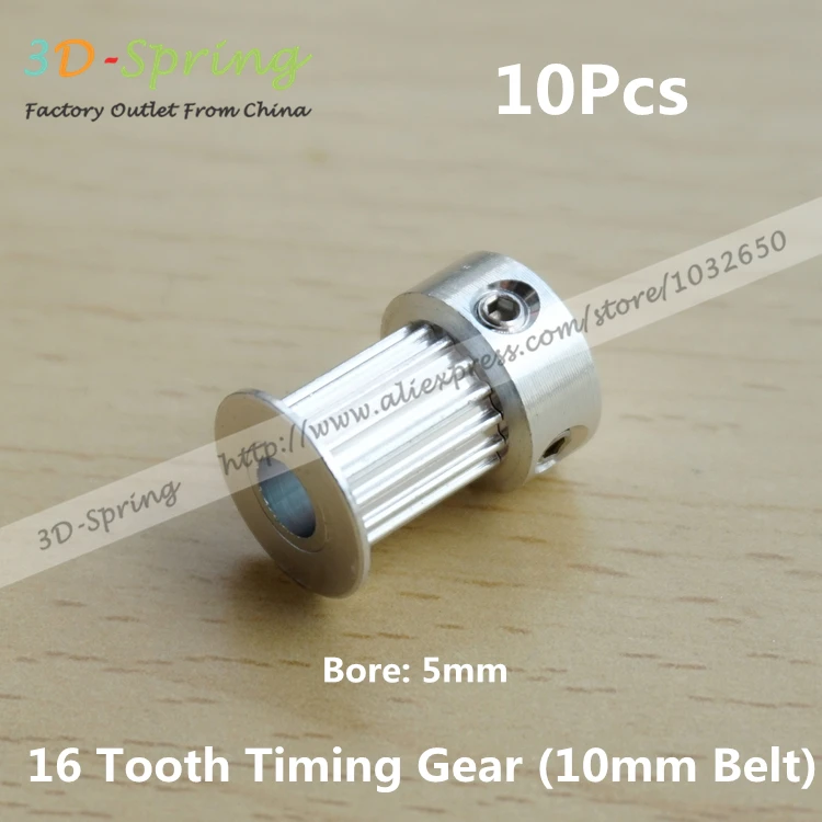 

10Pcs 3D Printer 2GT GT2 Pulley Bore 5mm 16 Tooth 16teeth Timing Gear Alumium For Belt Width 10mm Best Quality