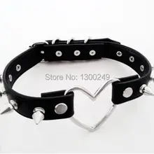 Новая мода Harajuku ручной работы кожа панк колье ремень Sweet Heart& заклепки Ожерелья для мужчин Средства ухода за кожей шеи ремень Воротник Горячая темно-для клубных вечеринок