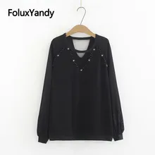 Embroidered Flares Sweaters Hollow Out V-neck Casual Lace Long Sleeve Knitted Sweater Black Pullovers Plus Size KKFY3117