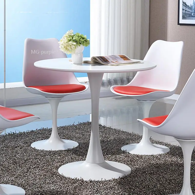 New Modern minimalist dining table small round table sales office to negotiate reception ...