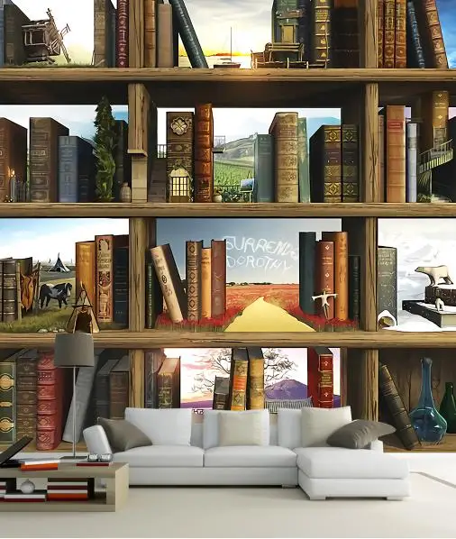 Customize 3d Wallpaper Murals Creative Book Bookshelf Wallpaper