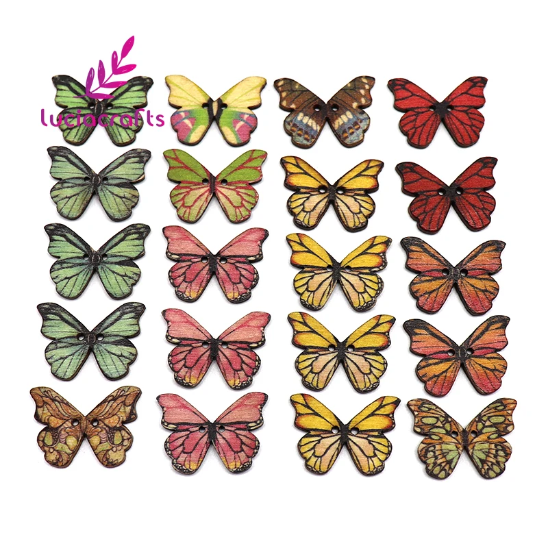 Распродажа! Lucia crafts 24 шт. 21*28 мм с 2 отверстиями смешанные DIY деревянные пуговицы одежды шитье, скрапбукинг, аксессуары CH1239