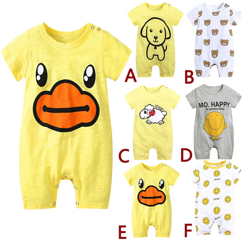 The new fashion cute design Toddler Infant Baby Girls Boys Short Sleeve Cartoon Print jumpsuit Romper  (10)