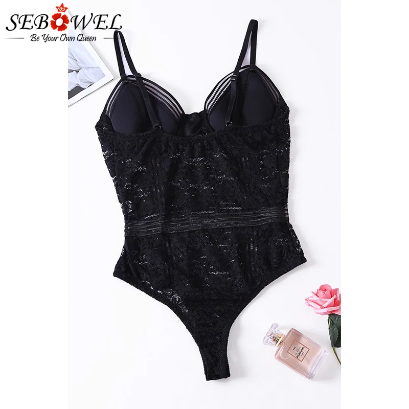 Black-Floral-Lace-Bustier-Bodysuit-LC32169-2-9 