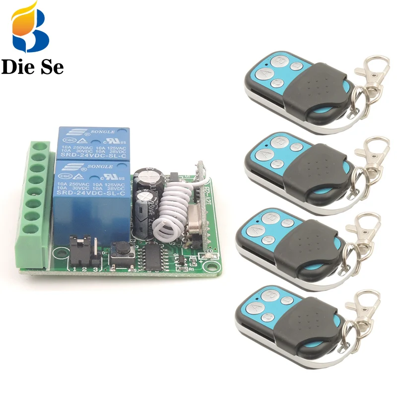 Remote Control 433Mhz DC12V 10A 2CH rf Switch Relay Receiver and Transmitter for Garage Remote Control and Remote Light Switch Remote Control 433Mhz DC12V 10A 2CH rf Switch Relay Receiver and Transmitter for Garage Remote Control and Remote Light Switch