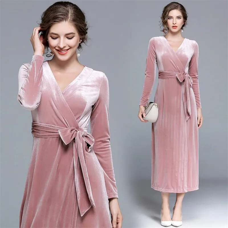 vestido de veludo rose