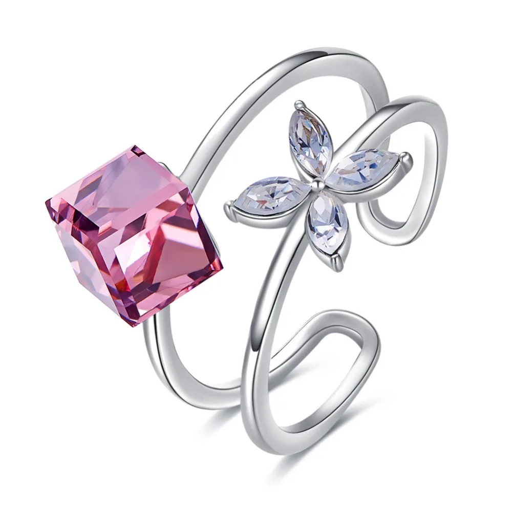 

PANDA100 Gift Ring for Women Swarovski element crystal Ring Flower Jewelry gift Ring for Christmas Party Birthday mom