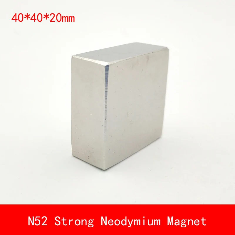 1 шт. Блок 40x40x20 мм N45 N52 сверхмощный сильный редкоземельный блок NdFeB магнит