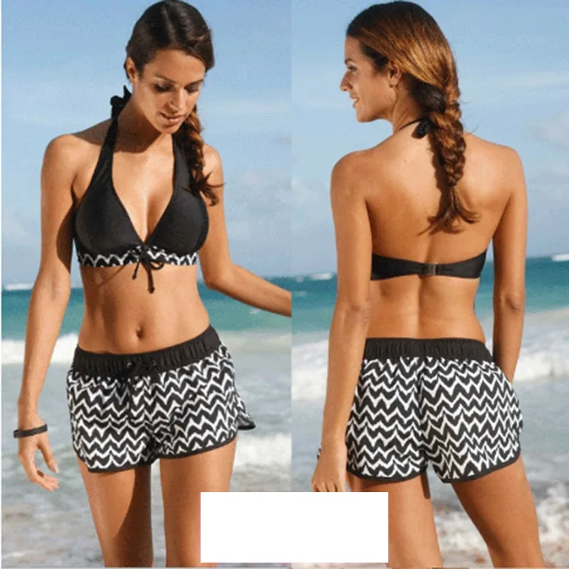 donne costume da bagno femminile costume da bagno push up bikini halter pantaloni corti pi