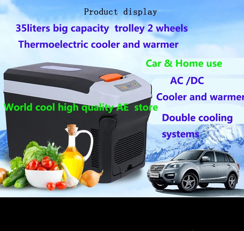 35L AC/DC12/24V camping outdoor Refrigerator small freezer fridge ice box cooler box freezer fridge thermoelectric cooler warmer