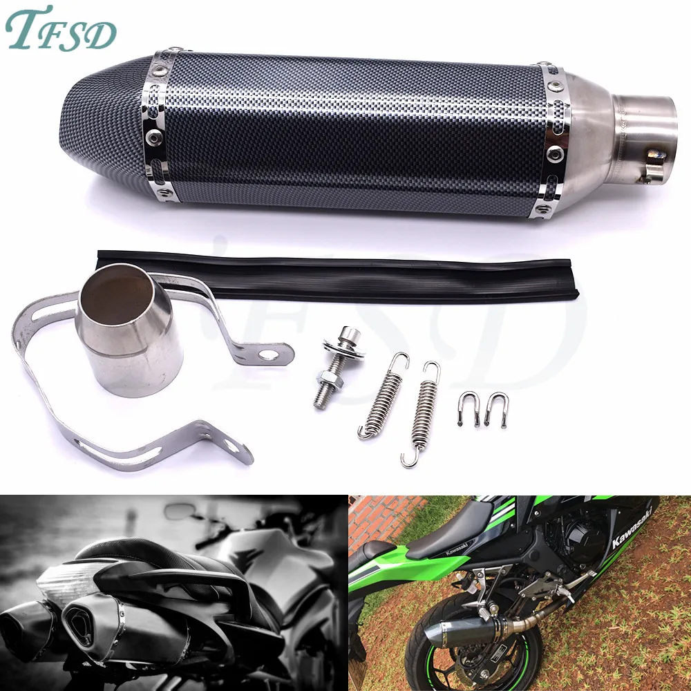 

36-51mm Universal Motorcycle Akrapovic Exhaust Modified Muffler Pipe for Kawasaki ZX-6 W800/SE NINJA 650R ZZR600 ZX9R ZXR400