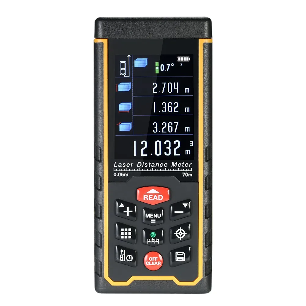

Mini Handheld LCD Digital Laser Distance Meter USB Range Finder Distance Area Volume Measurement 100 Groups Data Storage