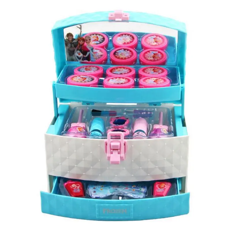 2019 New Frozen Children Cosmetic Set Princess Makeup Box Performance Nontoxic Lipstick Girls Play house Toys