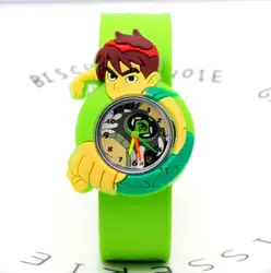 Мультфильм ben 10 мода пощечину дети часы Для детей мальчиков и девочек студентов Кварцевые наручные часы relogio infantil подарок