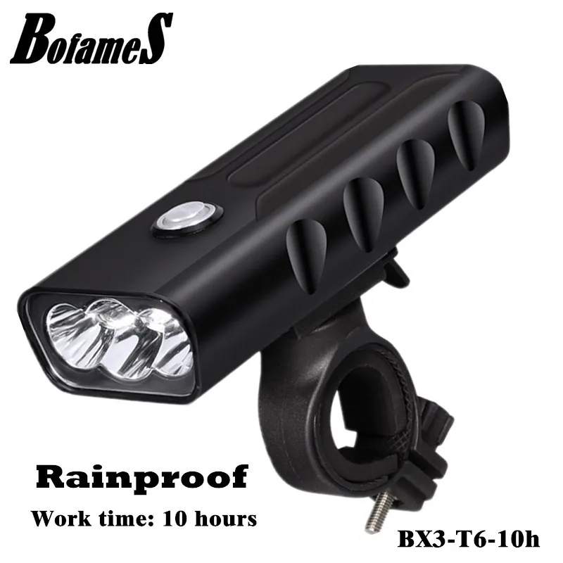 

BOFAMES Aluminum Alloy Bicycle Light Rechargeable Power Bank Waterproof USB Professional MTB Bike Light Flashlight BX3-T6-10h