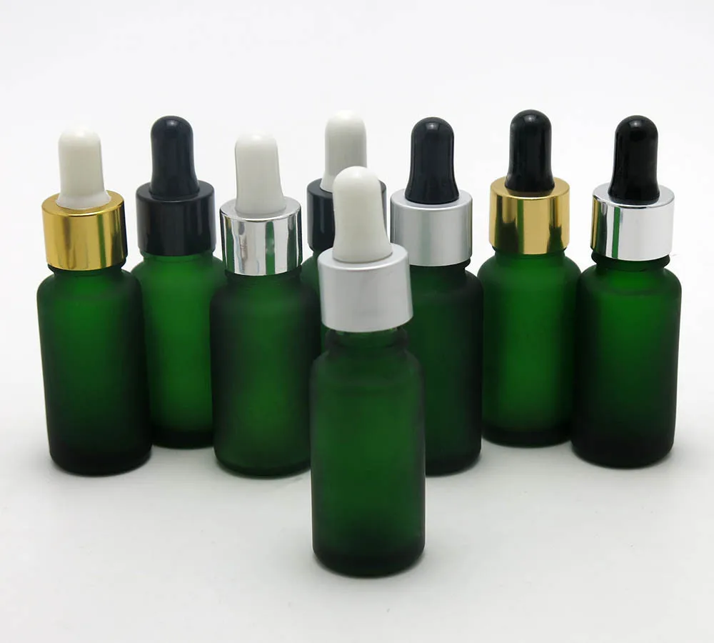 360pcs/lot 15ml frost green glass dropper bottle with aluminum circle