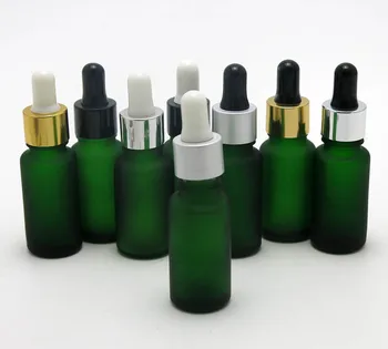 

360pcs/lot 15ml frost green glass dropper bottle with aluminum circle cap 2/1oz essential dropper vials
