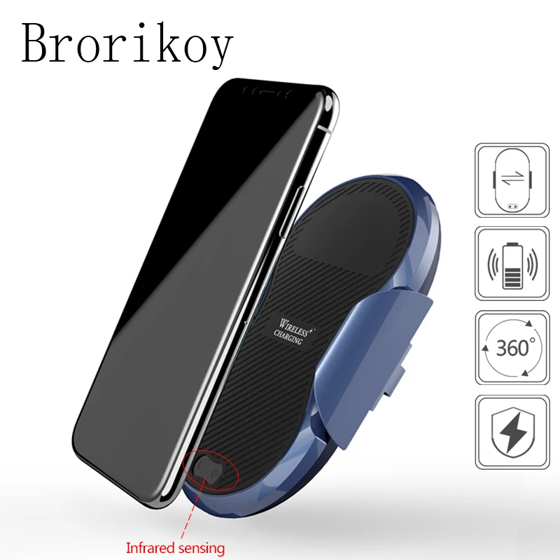

Automatic Infrared Sensor Qi Wireless Charger Mount for Samsung Galaxy S8/S9 iPhone X 8 Plus Wireless Car chargers Fast Charging