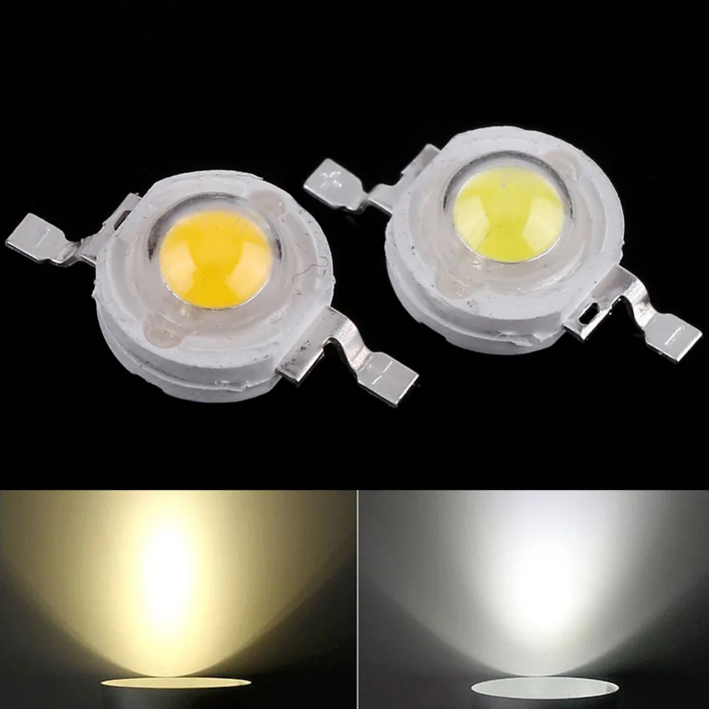 50pcs SMD 1W Cool/Warm White LED Lamp Beads Bulb Chip For Floodlight