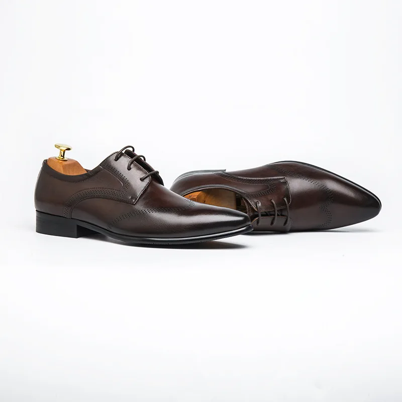 Высококачественные мужские дизайнерские модельные туфли из натуральной кожи; деловые мужские туфли дерби в итальянском стиле;