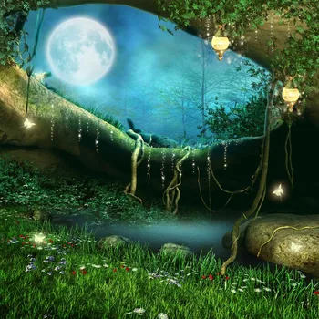 

Fairy Tale Background Photography Kids Photoshoot Round Moon Light Forest Backdrops Dream Art Photo