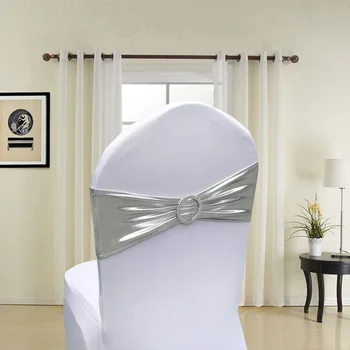

50pcs/lot Wedding Party Decorative Metallic Color Spandex Chair Sashes Bands Purple Red Chair Cover For Hotel Banquet 10 Design