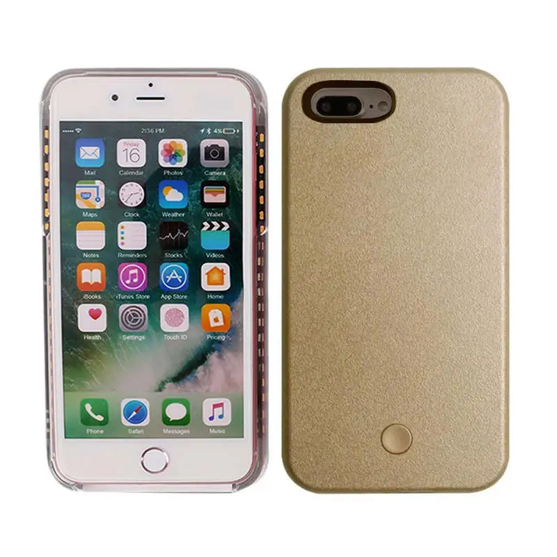 Роскошный светящийся чехол для телефона iPhone 6, 6s, 7, идеальный светильник для селфи, светящийся чехол, чехол для iPhone 6s plus, чехол для телефона - Цвет: Золотой