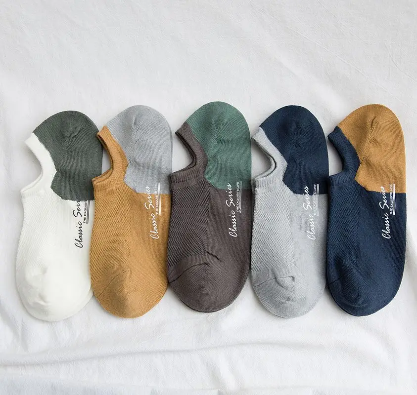

Man Socks 2019 New Spring Socks Men 5 Pairs Cotton Color Air Mesh Short Invisible Brief Socks Breathble High Quality Men's Socks