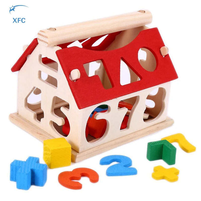XFC Kids Baby Wooden Digital Number House Building Blocks Toy Play Game