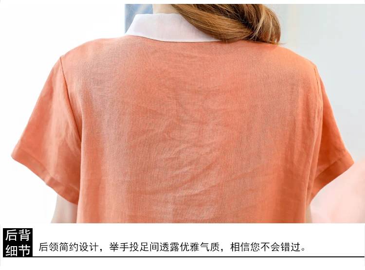 Loose Large Size Maternity Dress 2019 Summer Short Sleeve Cotton Linen Doll Collar Maternity Dresses for Pregnant Women QL8038