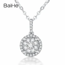 BAIHE, 18 К, белое золото, натуральный бриллиант, Подвеска для женщин, ювелирное изделие, ширина 9,2 мм, Женский юбилей, День Святого Валентина, День рождения