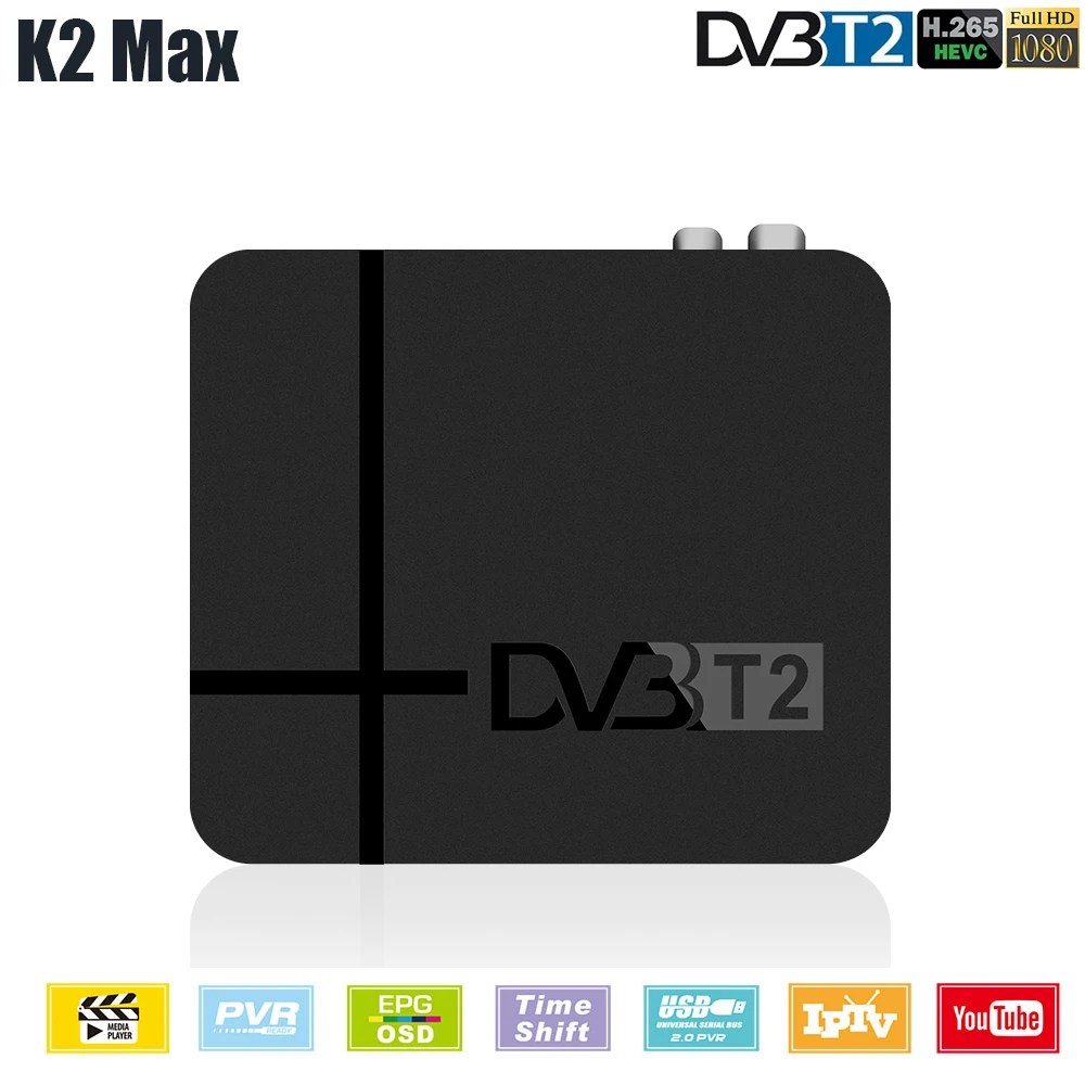 K2 Max DVB-T2 цифровая поддержка ТВ-коробок H.265 IP tv RJ45 Lan DVB T2 Full HD цифровой наземный ТВ приемник