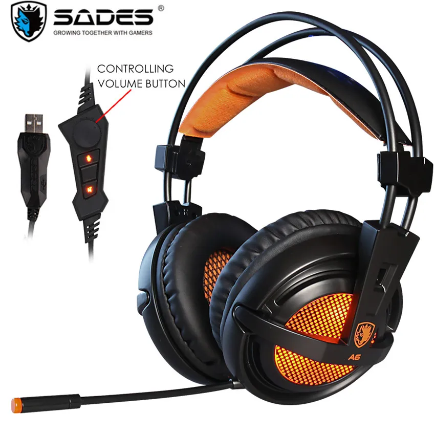 Sades A6 A6 Plus Beste Computer Gaming Kopfhörer mit Mic Led USB 7.1 Surround Sound Headset Gamer für PC Casque spiel Kopfhörer Preise