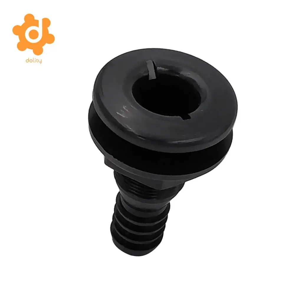 Black Plastic Thru-Hull Bilge Pump and Aerator Hose Fitting for 1' Hose