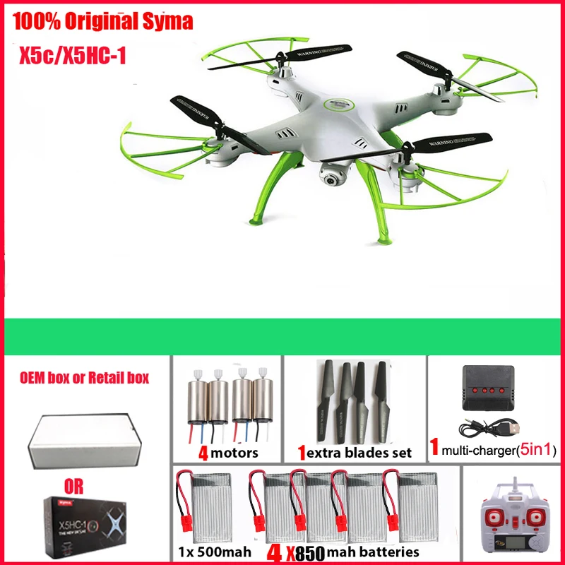 

SYMA X5HC/x5hc-1 4-CH 2.4GHz 6-Axis RC Quadcopter With Camera AUTO Hovering Headless Mode RC Drone SYMA X5SC RC helicopter