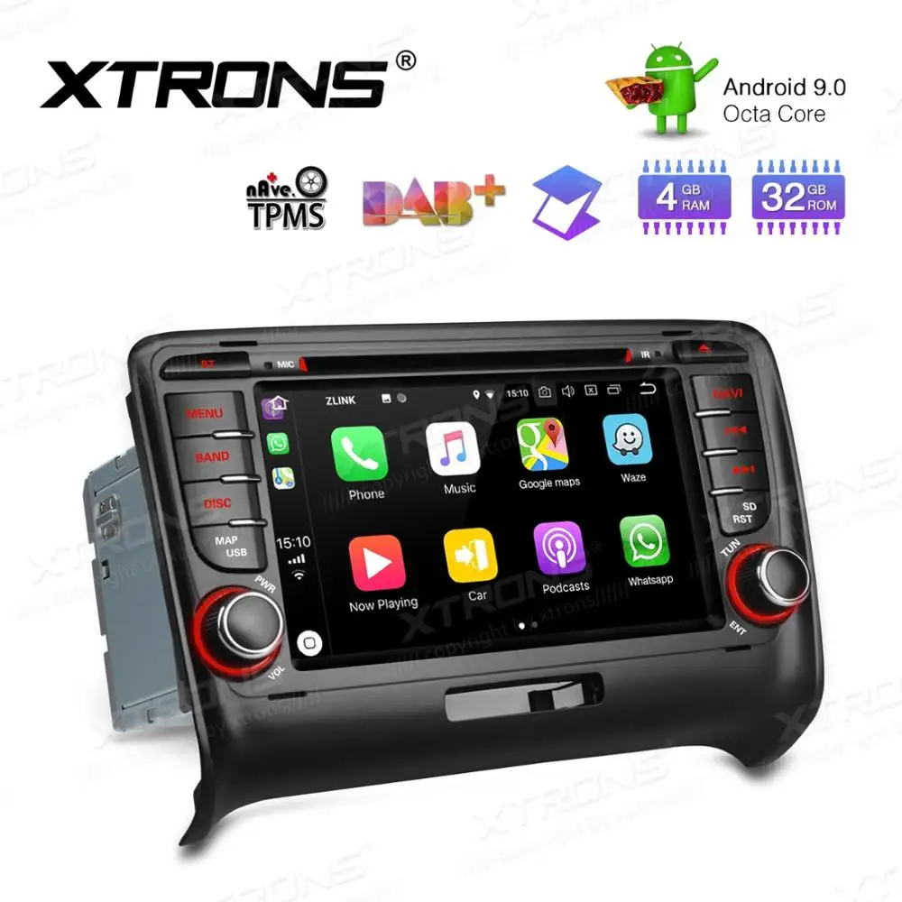 Sale XTRONS 2 Din 7" Android 9.0 Octa Core GPS Navigation Radio Car DVD Player for Audi TT MK2 8J 2006 2007 2008 2009 2010 2011 2012 3