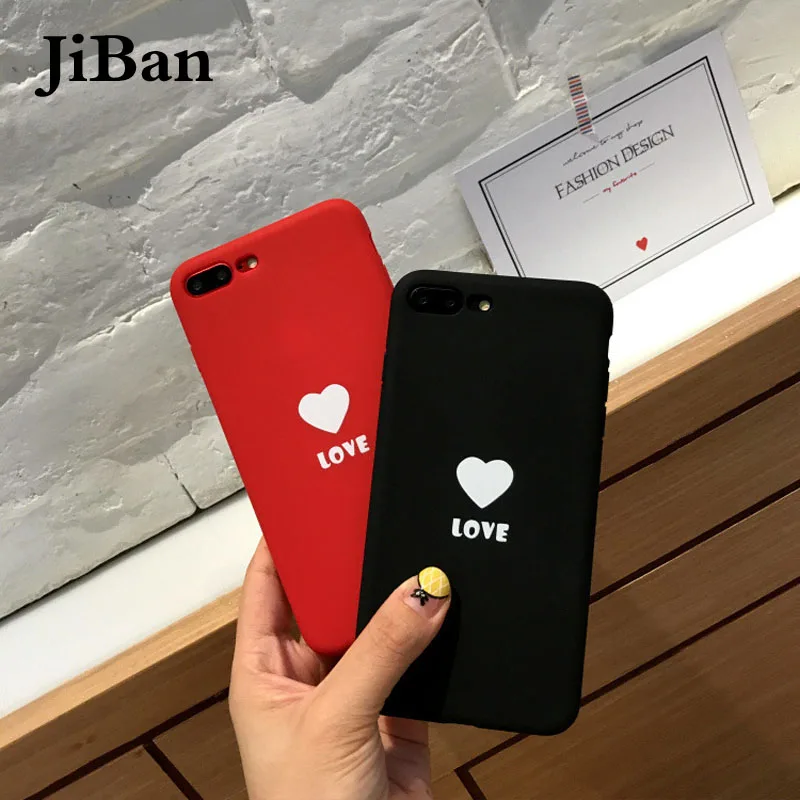 

JiBan Luxury Fundas for iPhone 8 Plus English Letter Love Heart Soft Silicone Rubber Cover Coque for iPhone 6 6S 7 8 Plus Cases