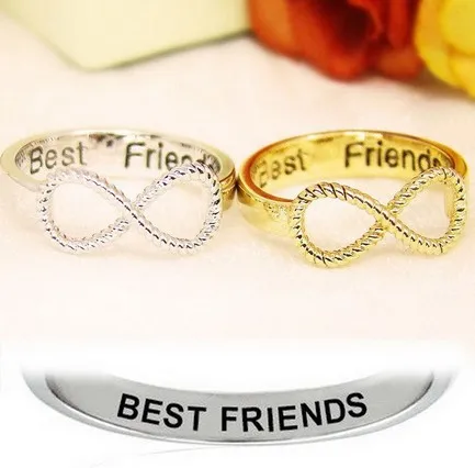 Rinhoo Best Friends Ring Women Infinity Pattern Jewelry Gold Silver Couple Ring Rinhoo Best Friends Ring Women Infinity Pattern Jewelry Gold Silver Couple Ring