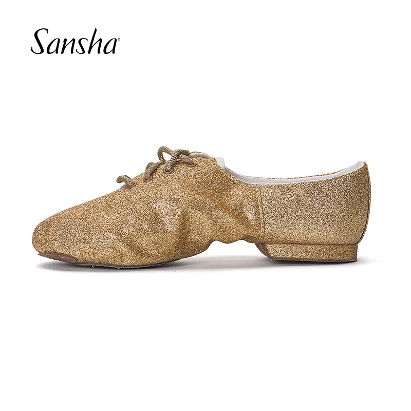 

Sansha 2018 Brand New Shinny Glitter Upper Dance Jazz Shoes Salsa Square Dancing Shoes JS9GL