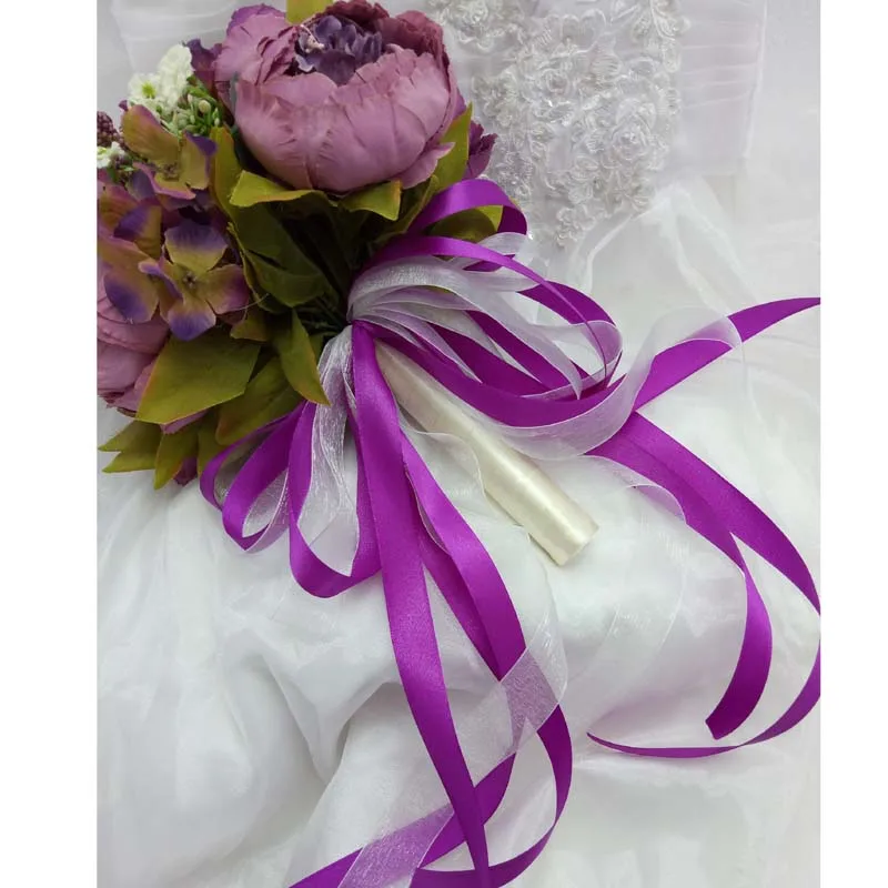 Фиолетовый Искусственный Свадебный букет цветы Свадебная вечеринка стол садовое украшение
