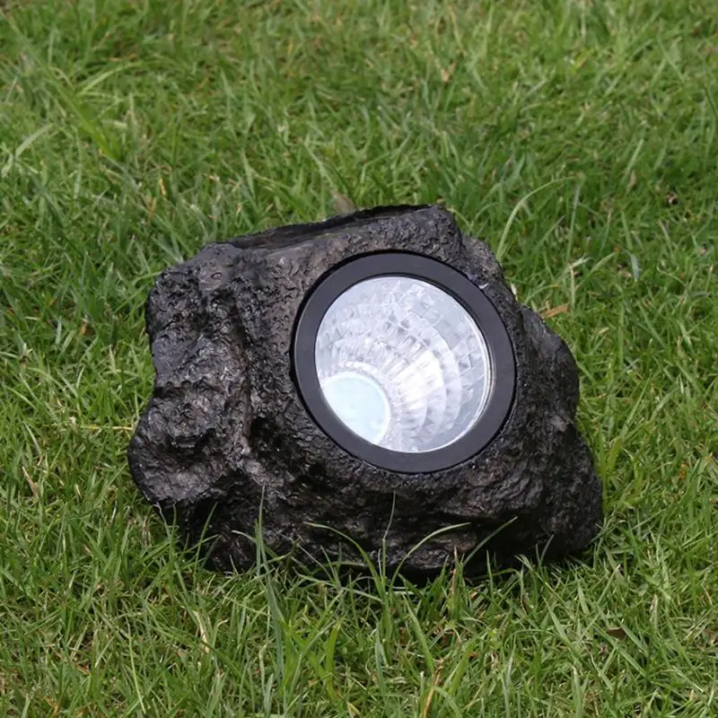 Водонепроницаемый 4LED Солнечный искусственный камень лампа для сада газона