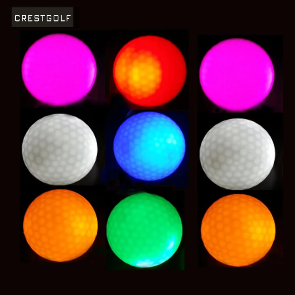 CRESTGOLF 10 قطعة LED كرات الجولف ليلة التدريب ممارسة الغولف كرات اثنان طبقة كرات الجولف 6 ألوان للاختيار Balle دي هدية ألعاب الغولف