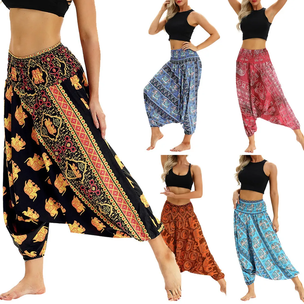 

Bohemian Men Women Yoga Pants Loose Print Travel Lounge Festival Beach Thai Harem Trousers Sport Hose Damen лосины для фитнеса