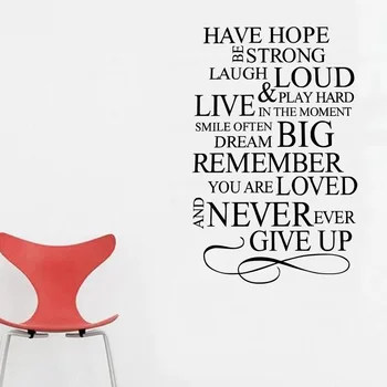 

Never Ever Give Up Wall Stickers Inspiring Text Home Decor Vinyl Removable Wall Decals Art Murals