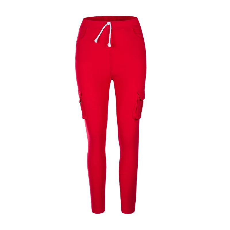 Узкие брюки, яркие цвета, эластичные сексуальные обтягивающие женские леггинсы, женские брюки со средней талией, женские тонкие джинсовые брюки - Цвет: Красный