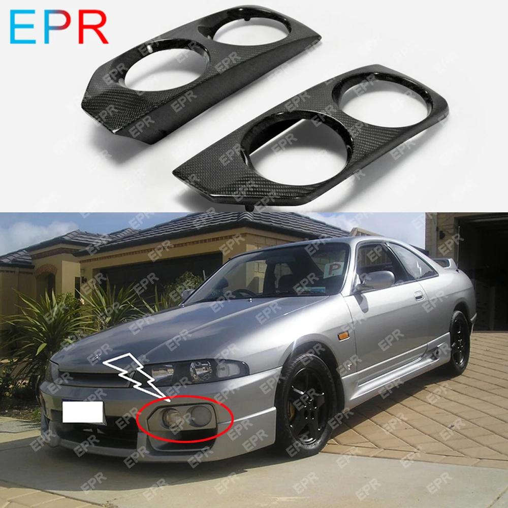 

For Nissan Skyline R33 Carbon Fiber Light Cover Body Kit Auto Tuning Part For GTR R33 GTR Spec 2 OE Front Bumper Fog Light Cover