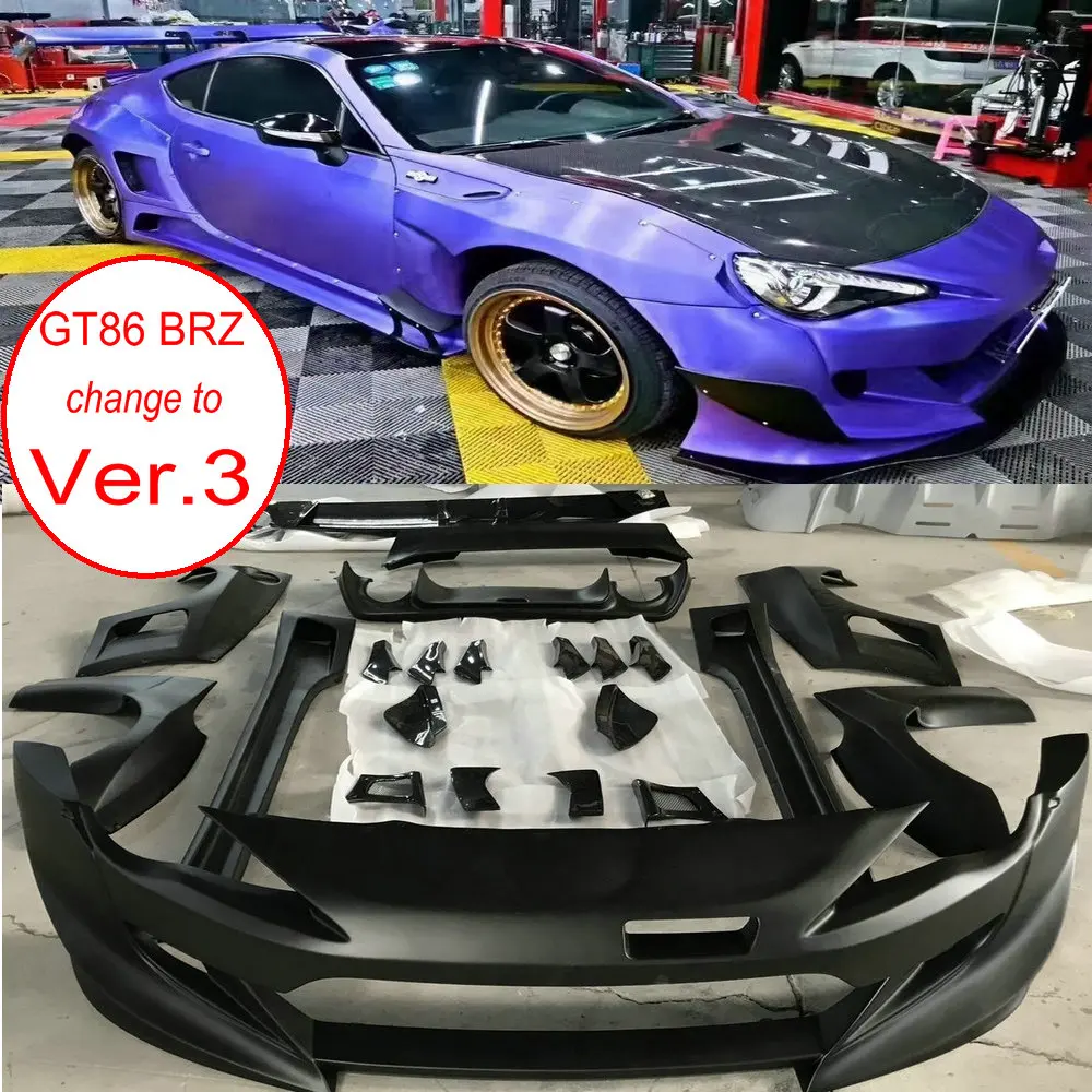 

FRP Fiber Glass X Rocket Bunny BRZ/FR-S Ver.3 Aero Body Kit Bodykit For Toyota GT86 Subaru BRZ FT86 FRS bumper + spoiler lips ..