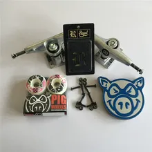 Skateboard Parts UNION 5.25″ Skateboard Trucks PIG 50mm Skate Wheels & ABEC-3 Bearings Plus Royal Riser Pads & A Hardware Set
