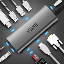 EKSA USB-C концентратор type C для 4K HDMI 3,5 мм аудио RJ45 адаптер Мульти USB 3,0/2,0 для MacBook Pro samsung Galaxy S9 USB C концентратор