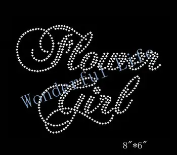 

free shipping Wedding big size flower girl Rhinestone Iron On Transfer for Party Dress Decoration